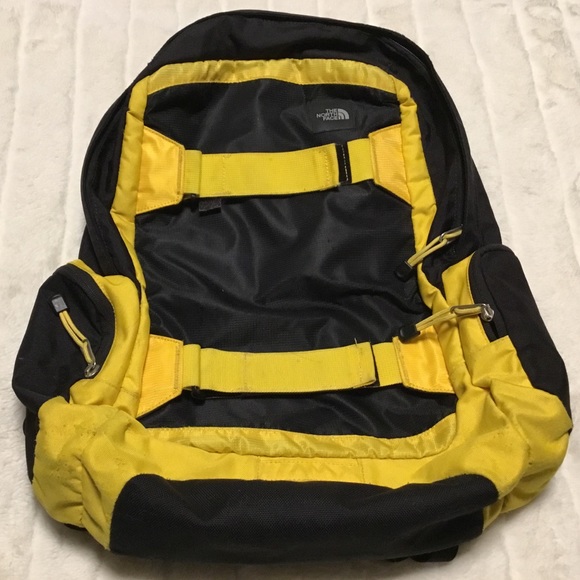 The North Face Large Backpack Black Yellow Hiking School